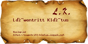 Löwentritt Klétus névjegykártya